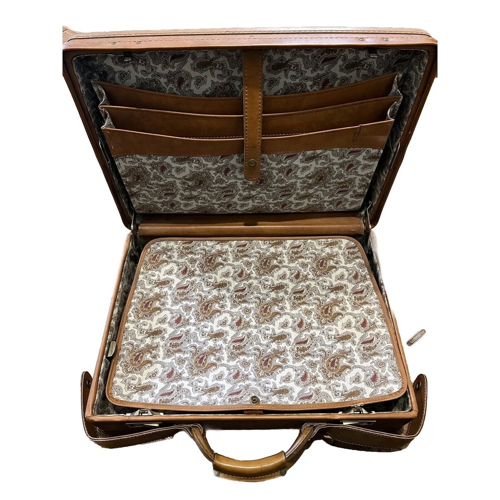 VTG Hartmann Belting vinyl Attache case, 4" Briefcase, Natural tan, 18"x13"x5"‎